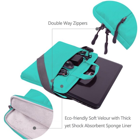 Laptop Sleeve Messenger Bag 11–15.6” Water Resistant Shoulder Work Travel Case - Picture 6 of 9